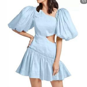 Aje Light Blue One Shoulder Dress